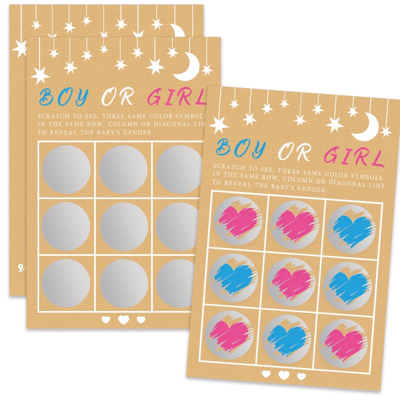 Senfaro Its a Girl Tic Tac Toe Board Gender Reveal Scratch Off Scratcher Lottery Tickets Cards Double Sided Gender Announcement Cards Family Friends Baby Shower Game 25 Pack - Image 1